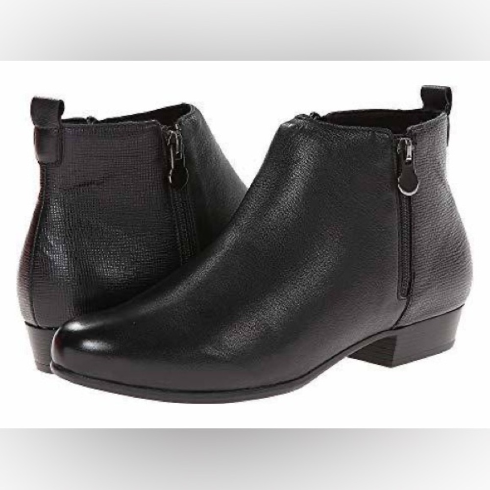 Munro Women Lexi Black Leather ankle boots booties size 7.5
